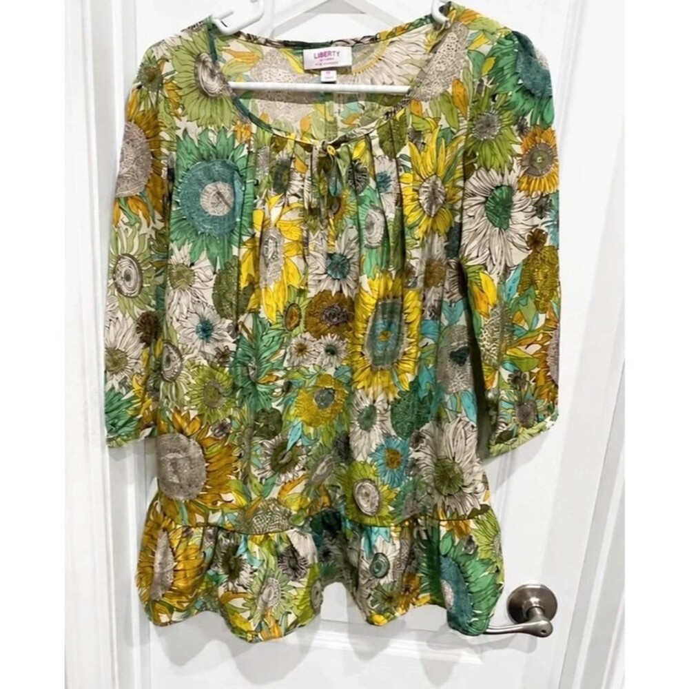 Liberty of London for Target Women’s XS Floral Tunic Blouse Green Yellow